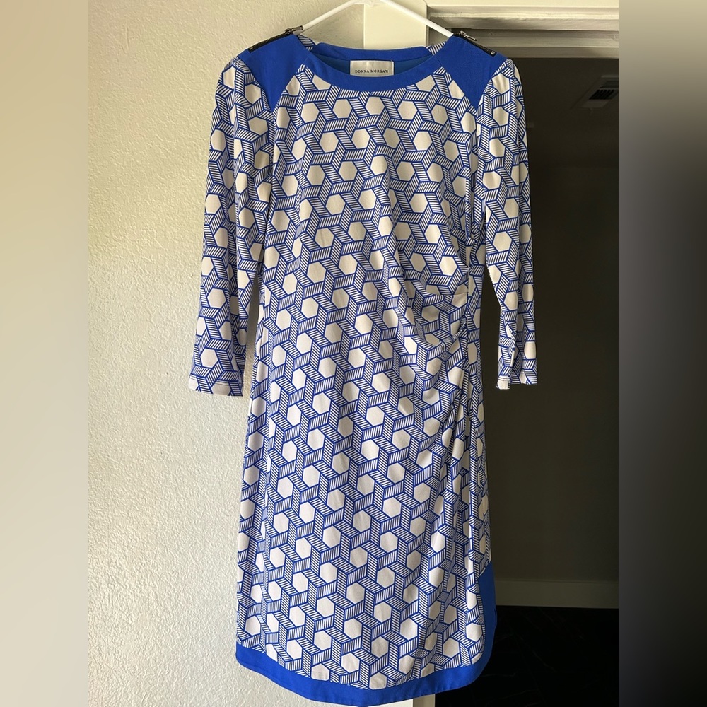 Blue and white work dress